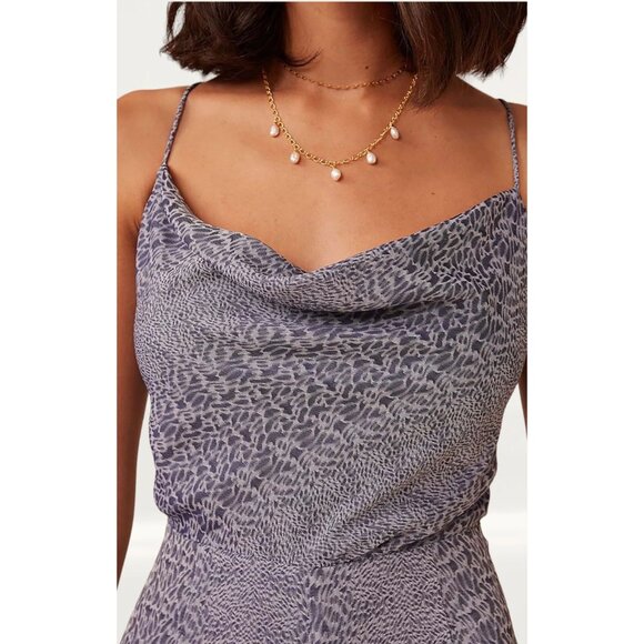 New Finders Keepers Pantsuit Jumpsuit Wide Flare Leg Cowl Neck Wedding Guest - Picture 4 of 16